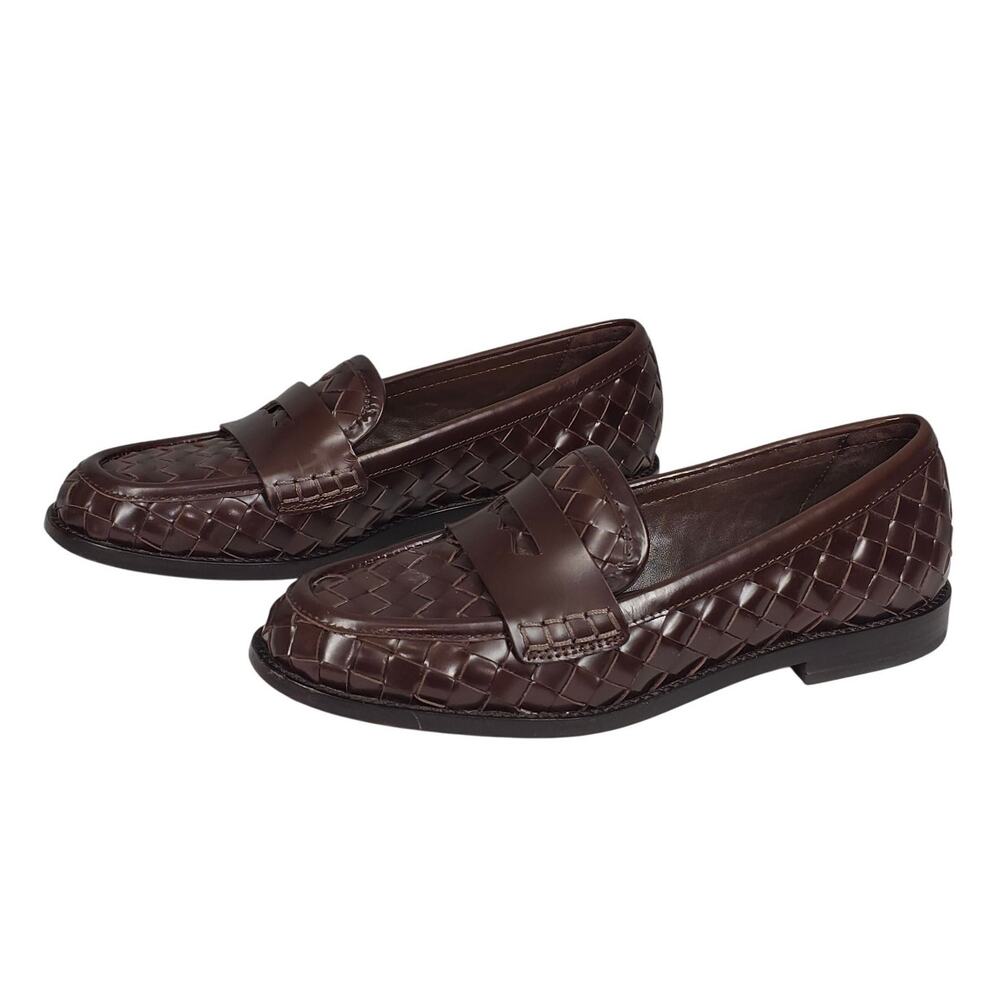 LOEFFLER RANDALL “RACHEL” ESPRESSO WOVEN LEATHER LOAFER – WOMEN’S 7.5B - Picture 2 of 12